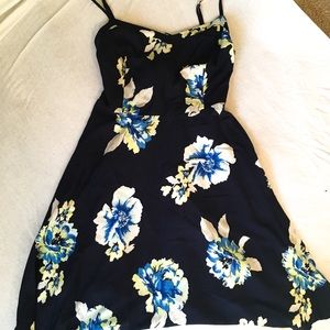 Dark Blue Dress with Floral Print!